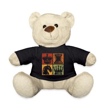 Retro Schach Schachspieler Schachmatt Schachfigur - Teddy - Schwarz - Vorne