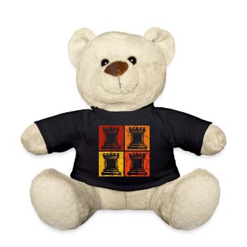 Retro Schach Schachspieler Schachmatt Schachfigur - Teddy - Schwarz - Vorne