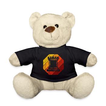 Retro Schach Schachspieler Schachmatt Schachfigur - Teddy - Schwarz - Vorne