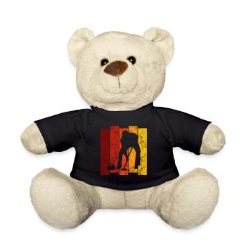 Eis Curling Curler Eisstockschießen Retro Geschenk - Teddy - Schwarz - Vorne