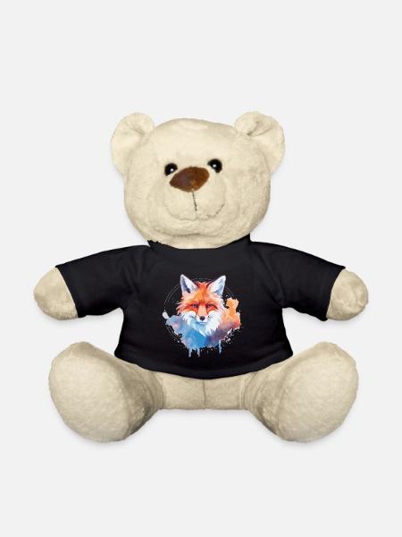Aquarell Fuchs, Fuchs - Teddy - Schwarz