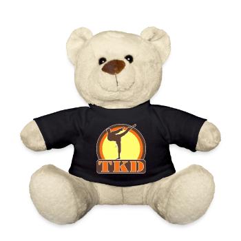 Teakwondo TKD Kämpfer - Vintage Retro Style - Teddy - Schwarz - Vorne