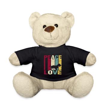 Dachshund Rauhaardackel Peace Love Retro Spruch - Teddy - Schwarz - Vorne