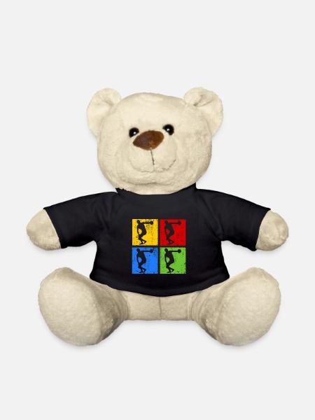 Diskuswurf Diskuswerfen Pop Art Retro Silhouette - Teddy - Schwarz