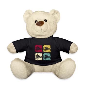 Eisenbahn Dampflok Lokomotive Pop Art Retro - Teddy - Schwarz - Vorne