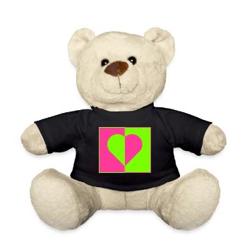 Coeur Neon Rose Vert Ying Yang Amour - Nounours - noir - Devant