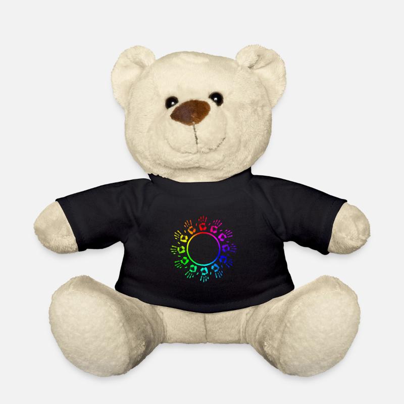 bunte Haende im Kreis in Regenbogen - Teddy - Schwarz