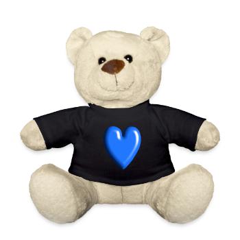 doux bleu symbole de cœur amour - Nounours - noir - Devant