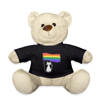 gray cat lgbt flag symbol love - Teddy Bear - black - Front