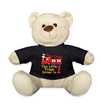 Chemise d’anniversaire 1 an Locomotive de chemin de fer Baby Boys - Nounours - noir - Devant
