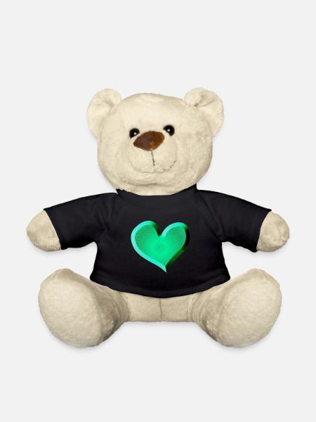 grünes Herz Symbol Glitzer grün - Teddy - Schwarz
