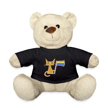 Katze Lgbt Flagge Tier Liebe - Teddy - Schwarz - Vorne
