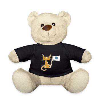 rette den Planeten Flagge Katze Klimaschutz - Teddy - Schwarz - Vorne