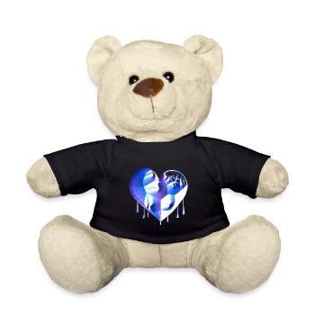 heart symbol broken blue scars - Teddy Bear - black - Front