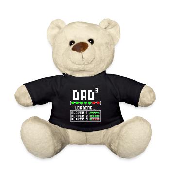 Dad father of 3 third three child baby children - Teddy Bear - black - Front