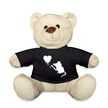 Artist Mouse with Brush Heart - Teddy Bear - black - Front