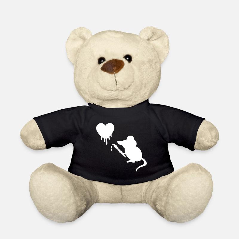 Künstler Maus mit Pinsel Herz - Teddy - Schwarz