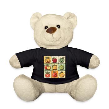 Lustige Comic Früchte, Cartoon Obst - Teddy - Schwarz - Vorne