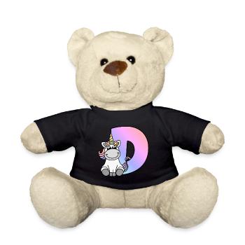 Einhorn Buchstabe D - Teddy - Schwarz - Vorne
