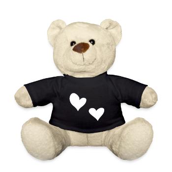 two hearts heart symbol love - Teddy Bear - black - Front