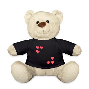 Hearts Pattern Frame Symbol Heart Love Red - Teddy Bear - black - Front