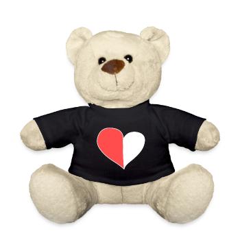Symbole du coeur en deux parties Amour Rouge - Nounours - noir - Devant