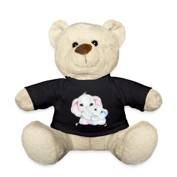 Elephant Family Mama Baby T-Shirt - Teddy Bear - black - Front
