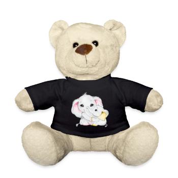 Elephant Family Mama Baby T-Shirt - Teddy Bear - black - Front