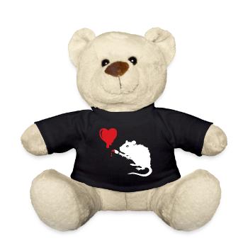 Street Art Rat Heart - Teddy Bear - black - Front