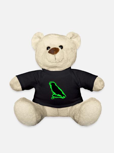 Krähe Rabe Grün und Schwarz Umriss - Teddy - Schwarz