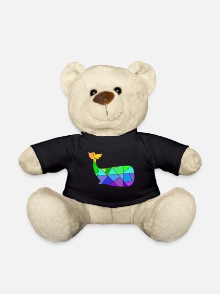 Whale Colorful Geometric Figures - Teddy Bear - black