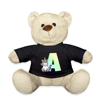 Einhorn Buchstabe A - Teddy - Schwarz - Vorne