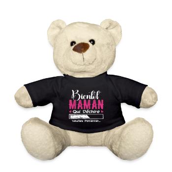 Bientôt Maman Qui Déchire Veuillez Patienter Mère - Nounours - noir - Devant
