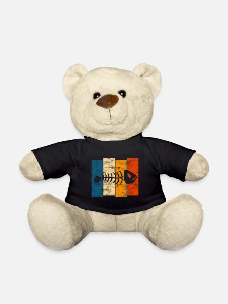 Fischgräte für Angler, Fischer und Kinder | Fische - Teddy - Schwarz