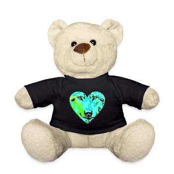 Herz Wolf leicht 3 D Art - Teddy - Schwarz - Vorne