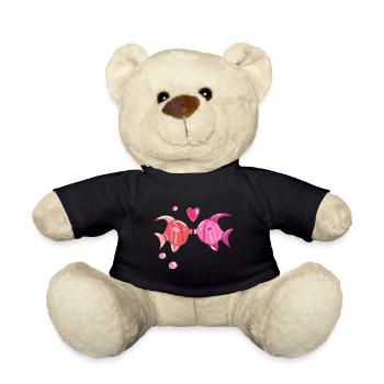 amoureux coeur animaux poisson doux - Nounours - noir - Devant