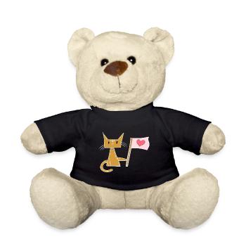 Love Flag Coeur Chat Animal - Nounours - noir - Devant