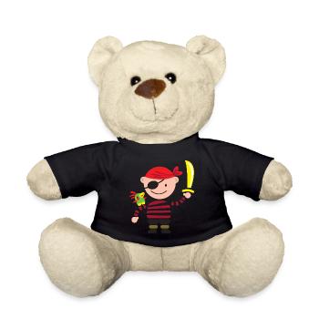 Little Pirate with parrot - Teddy Bear - black - Front