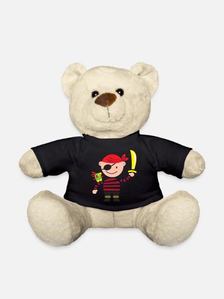 kleiner Pirat mit Papagei - Teddy - Schwarz