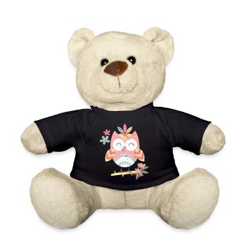 Retro owl Colorful - Teddy Bear - black - Front