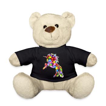 Unicorn Colorful Color Smarties - Teddy Bear - black - Front