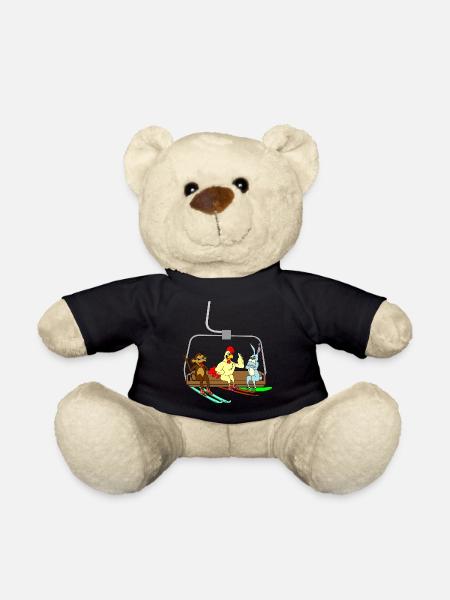 Ski Lift Tiere Skifahrer Lustig Kinder Geschenk - Teddy - Schwarz