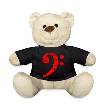 Bass Clef Vintage Musical Symbols Design (Rouge) - Nounours - noir - Devant