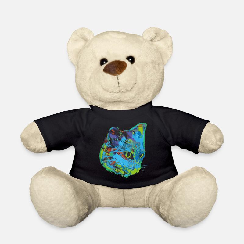 cat, cat, illustration, graffiti, cat, - Teddy Bear - black