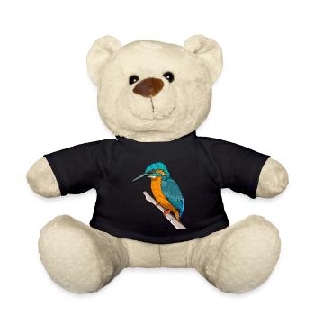 Kingfisher on a branch colorful gift bird - Teddy Bear - black - Front
