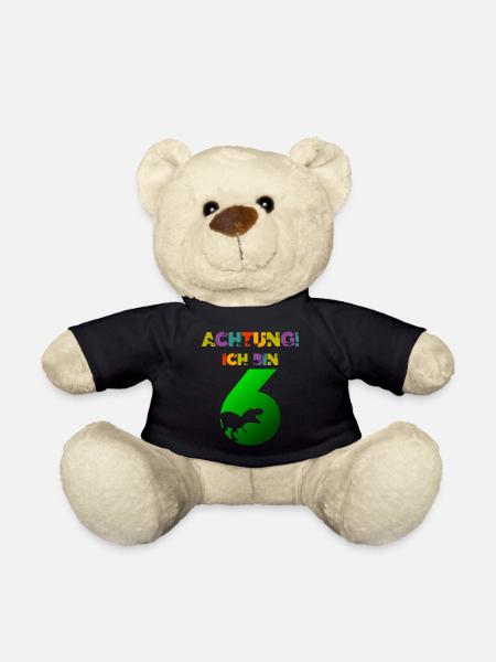 Dinosaurier Geburtstag Achtung Ich bin 6 Dino - Teddy - Schwarz
