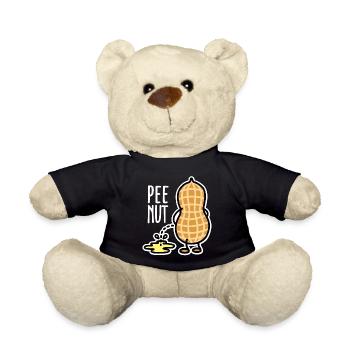 Lustig PEE-NUT  Nuss Erdnuss pinkeln Wortspiel - Teddy - Schwarz - Vorne