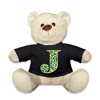 Buchstabe J Anfangsbuchstabe Initialen Leopard Leo - Teddy - Schwarz - Vorne