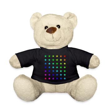Sterne Regenbogen Regenbogenflagge Fahne Flagge - Teddy - Schwarz - Vorne