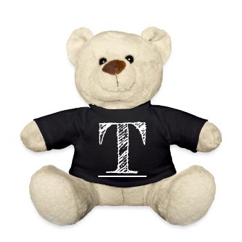 Riesen-T-Buchstabe - von Hand (weiß) - Teddy - Schwarz - Vorne